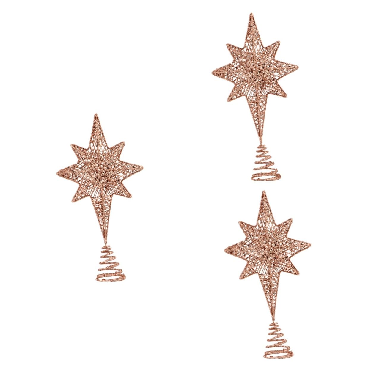ifundom Lot De 3 Décorations De Sapin De Noël De Luxe Étoile À 8 Branches Enduit De Paillettes Robuste