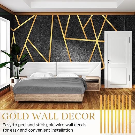 VARDISTA Golden Tape 1CM x 50M, Self-Adhesive Decorative Foil Line Border Tape with Mirror Finish for DIY Craft, Tiles, Walls, Ceiling, Cabinets & Floor Sealing Strip (Golden Patti) 1