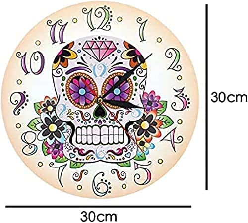 Amazon.co.jp: 死んだメキシコの花の頭蓋骨の壁時計の日壁時計ディアデ