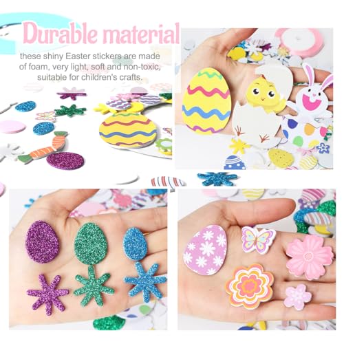 Wishstar 8 Stück Ostern Basteln Kinder, Oster Kranz DIY Kit, Kaninchen Ei Osterkranz Bastelset, Moosgummi Sticker Aufkleber Osterbastelset, Osterdeko Basteln Kinder, Ostergeschenke Ostereier Deko