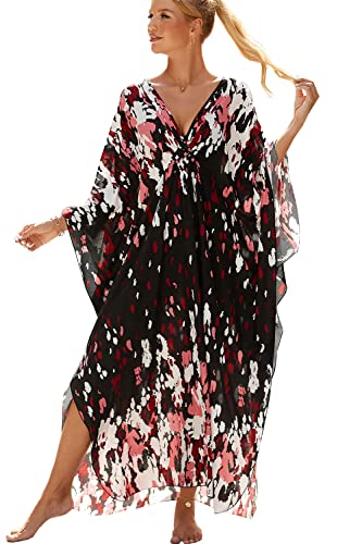 Kaftan maxi LikeJump evita el calor con este vestido de noche holgado y bata de playa rosa y negra