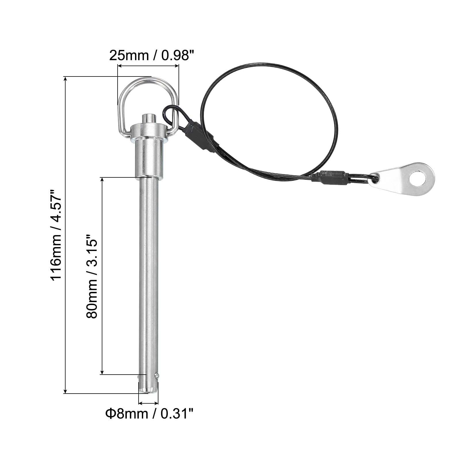 PATIKIL Quick Release Pin 8 x 80mm(5/16" x 3.15") - Image 2