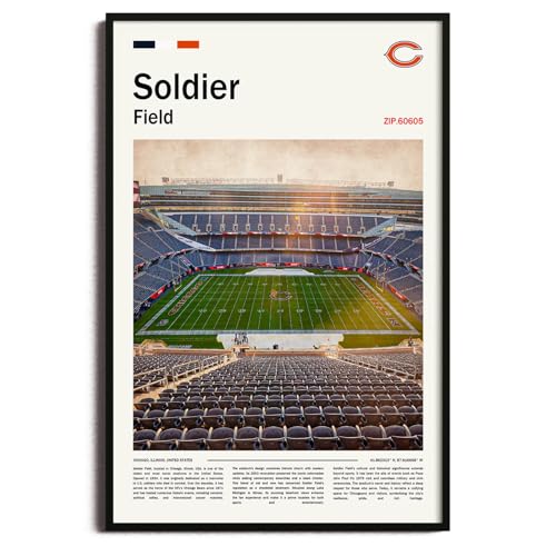 (Unframed 16x24) SoldierFieldStadium Canvas Print Chicago Home Field Wall Art for Bears Fans Sports poster for Game Room or Man Cave Decor