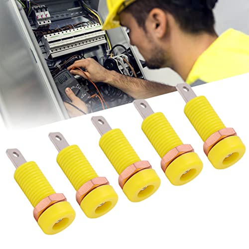 Image of 10pcs 4mm Banana Jack Socket, Banana Jack Connector Panel Mount Binding Post Connector Adapter Panel for Electronic Instrument (Yellow)