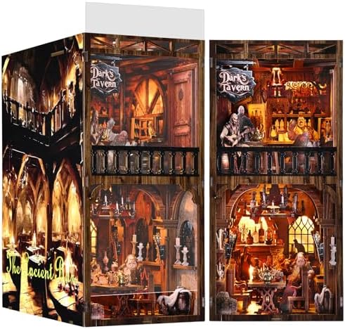 ETKVR Book Nook Kit - DIY 3D Puzzle Buchstütze Booknook Miniatur Puppenhaus | Miniatur Haus mit LED Licht, Modellbausätze Bücherregalen Dekoration Kreative Geschenk für Erwachsene