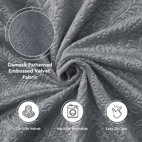 Image of Encasa XO Embossed Velvet Fabric Material by Meter Grey | Sofa Cloth Material | Unstitched Fabric for Making Cushion Cover, Sofa Cover | 175 GSM | 5 Meters, 500x150 cm