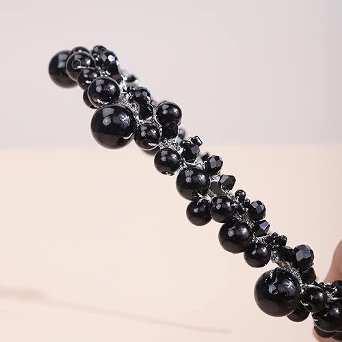 Miniatura 4 de JWICOS Diadema para novia, tiara de perlas para mujer, accesorios para el cabello de boda con diamantes de imitación, tocados para novias y damas de