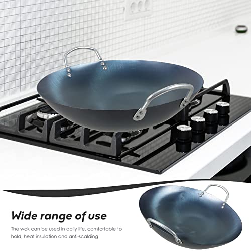 Wok de hierro PRETYZOOM 32 cm con tapa antiadherente miniatura 3