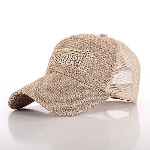 Boundless® khaki, M : Fashion Hat for Man Summer Outdoor Sport Visor Breathable Mesh Baseball Cap Male Linen Sun Hats Letter Print Hip Hop chapeu 2016