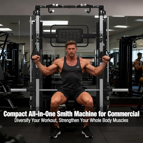 Image of Functional Trainer Smith Machine for Commercial, Multifunctional Cable Crossover Exercise Machine, All in One Home Gym System, Workout Weight Machine for Strength Training, Compact Fitness Equipment