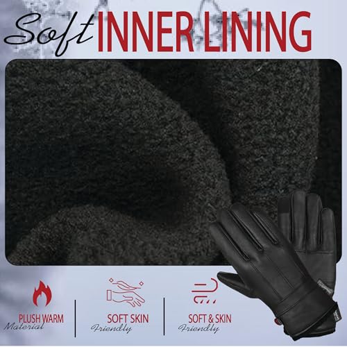 Guantes de cuero de invierno para hombre confeccionados en suave piel napa 4