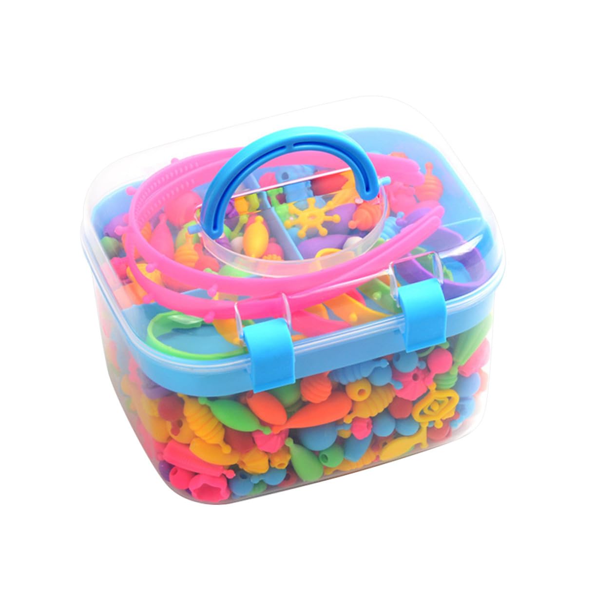 CORHAD Kit de Pulseras y Collares de Cuentas de Plástico DIY para Niñas, 1 Caja Portátil, Fomenta la Creatividad, para Manualidades y Adornos