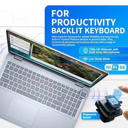 Image of Dell Inspiron 16 Touchscreen Premium Laptop - 16 inch FHD Display, AMD Ryzen 7-8840U, Backlit Keyboard, Fingerprint Reader, w /DVD Drive, Win11 Pro, Lifetime MS Office 2024(32GB RAM DDR5| 1TB SSD)