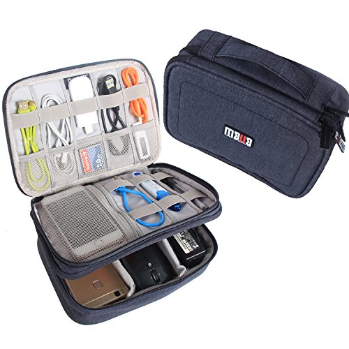 BUBM Estuche para Electrónicos Organizador de Accesesorio Bolsa de Viaje para Cables Cargador,Gadget de Memoria USB, Azul