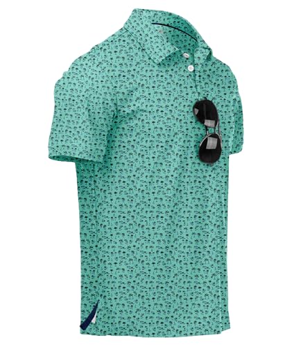 Image of ZITY Mens Golf Polo Shirts Short Sleeve UPF 50+ Performance Moisture Wicking Print Pattern Casual Collared Golf Shirt for Men