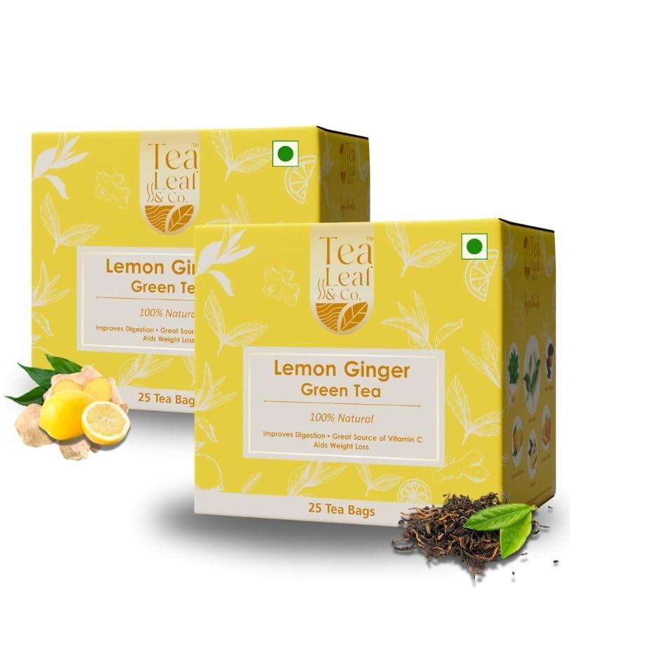 Tea Leaf & Co. Lemon Ginger Green Tea for Weight Loss, Digestion ...