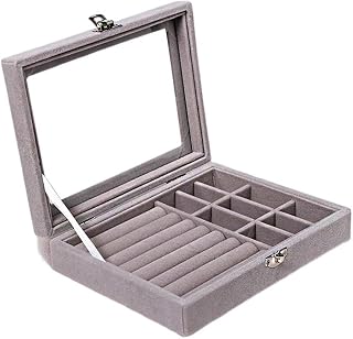 YouBella Jewellery Organisers Gifts Velvet Clear Lid Portable Home Jwell organizer Storage Box Case with Dividers Containe... Price In India