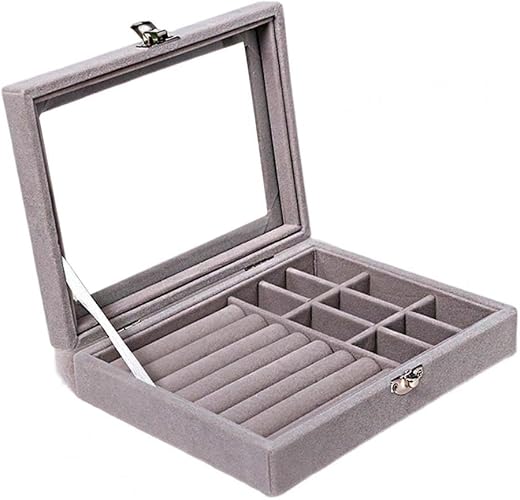 YouBella Jewellery Organisers Gifts Velvet Clear Lid Portable Home Jwell organizer Storage Box Case with Dividers Containe...