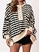 PRETTYGARDEN Womens Fall 2025 Striped Oversized Sweatshirt Long Sleeve Button Up Henley Neck Waffle Knit Pullover Tunic Tops(Striped Black Beige,Small)