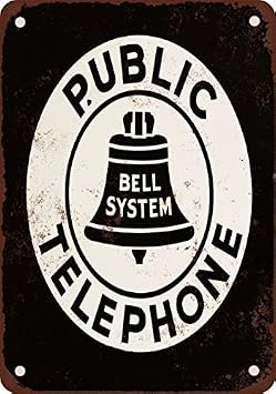 Tin Sign For Bell System Public Telephone Vintage Look Reproduction Metal Sign 8X12 Inches