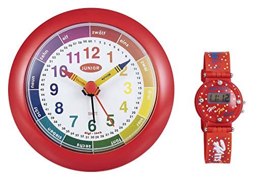 Digi de Tech Despertador con una Digital Reloj de Pulsera Infantil, plástico, plástico, Rojo, 10 x 4 x 10 cm