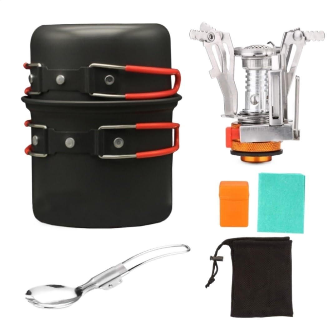 Camping Geschirr, Camping Kochgeschirr Outdoor Kochset Faltbares Geschirr Gabel Messer Touristische Küche Camping Topf Kochen Picnick