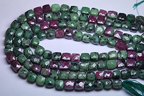 Ruby Zoisite Faceted 3D Box en rang de 8" à offrir pour des créations mémorables