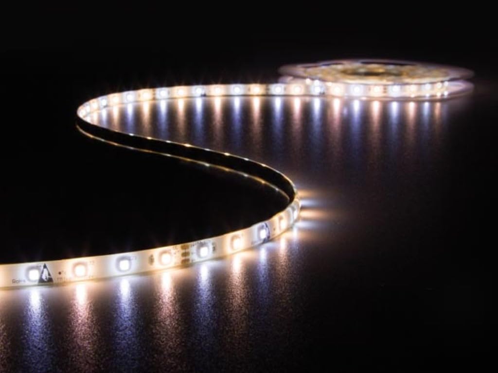 Perel Set con striscia LED, controller e alimentatore, 300 LED luminosi 3528, 5 m, bianco caldo e freddo