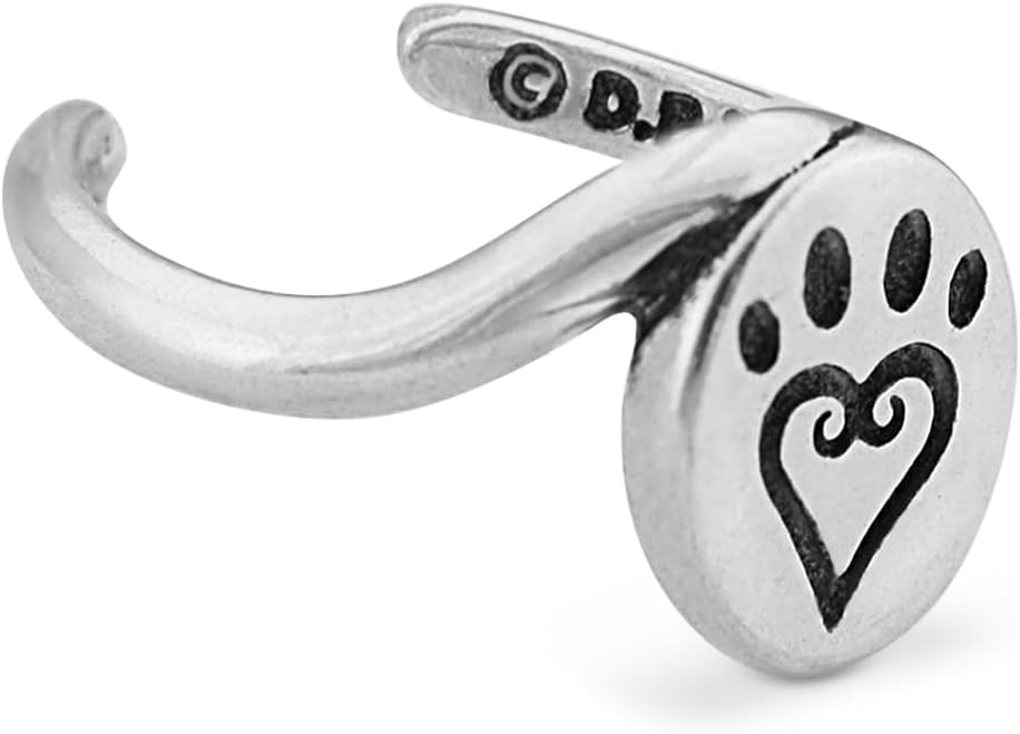 Dazzling Paws Sterling Silver Paw Print Toe Ring, Etched In My Heart, Adjustable Size 4.5