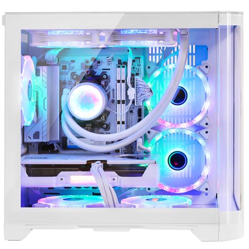 Image of Openview AI-Optimized Gaming PC AMD Ryzen 7 9700X 8-Core 3.8GHz, 32GB DDR5 RAM, 2TB (1TB PCIe + 1TB SATA) SSD, WiFi & Bluetooth, 850W PSU,Liquid Cooler,Windows 11-RGB Prebuilt Computer-White