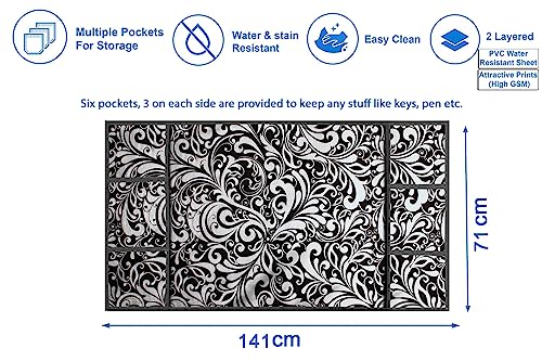 Image of Stylista Refridgerator top Cover Suitable for Samsung RS76CG8003S9HL, 653 Liter Fridge, Dimension (WXD) 71x141 CM, Floral Pattern Black