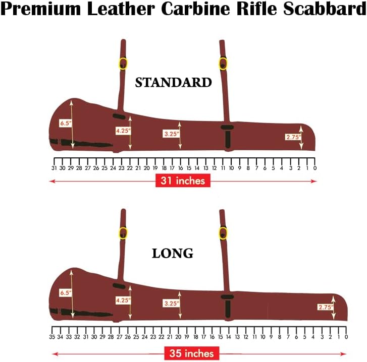Outfitters Supply Guides Premium U.S. Tanned Leather Carbine Rifle Scabbard for Lever Action Rifles; SBR Scabbard; Attaches To Saddle, ATV/UTV With 52” Heavy Duty Straps