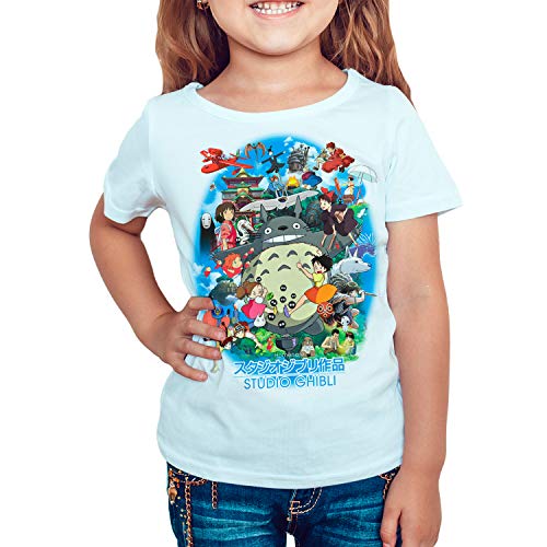 Camiseta Cine Animación niña - Unisex Studio Homenaje Ghibli, Totoro (Blanco, 11 años)