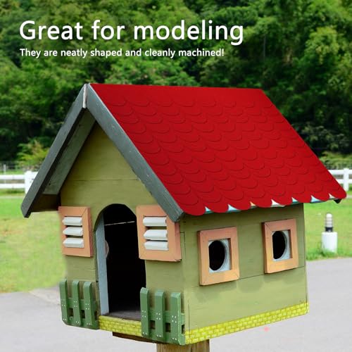 BEELUKY 32 Dachpappe für Vogelhaus Vogelhaus Dachpappe Selbstklebend Mini Dachschindeln Selbstklebend Dachziegel aus Filz für Nistkasten Hasenstall(Rot)