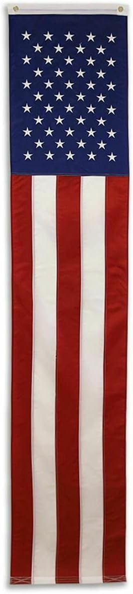 8x20 American USA Flag Embroidered Banner PULL DOWN US Nylon 8ft x 20in Pull Down