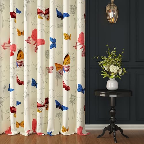 Image of Story@Home Long Door Curtains 9 Feet 4 Piece | Floral Printed | Cotton Curtain | Light Filtering Curtains | Curtain for Living Room | (116 x 275 cm, White & Blue) | Perfect for Home Decor