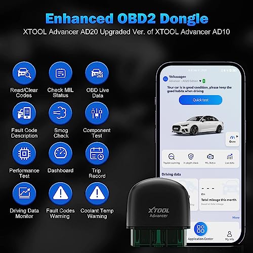 Xtool Advancer Ad20 Obd2 Scanner Check Engine Light Code Reader Diagnostic Scan Tool For Iphone/Android, Obdii Scanner For Car, Mode 6, Live Data, Freeze Frame, Performance/Voltage Test, Smog Check #TOP1