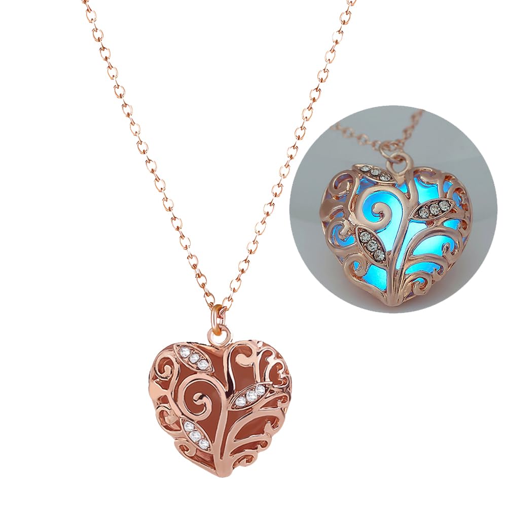 SIewee Fantasy Glow in the heart-shaped Necklaces - Jewelry Charms Pendants for Women - Fairy, witches, Space Necklace