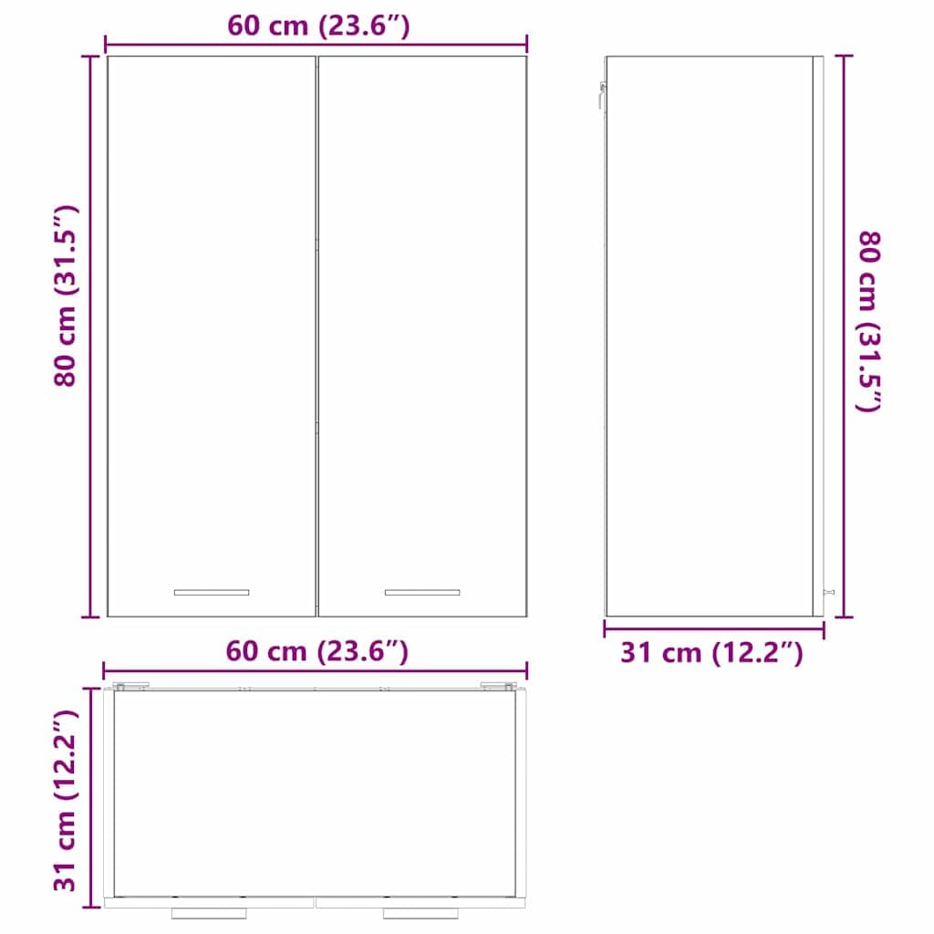 vidaXL Mueble Colgante con Puerta Roble Artesanal 60 x 31 x 80 cm, Armario de Cocina Moderno, diseño Rectangular, Gran Espacio, Materiales Resistentes, Estilo contemporáneo, soluciones de hogar