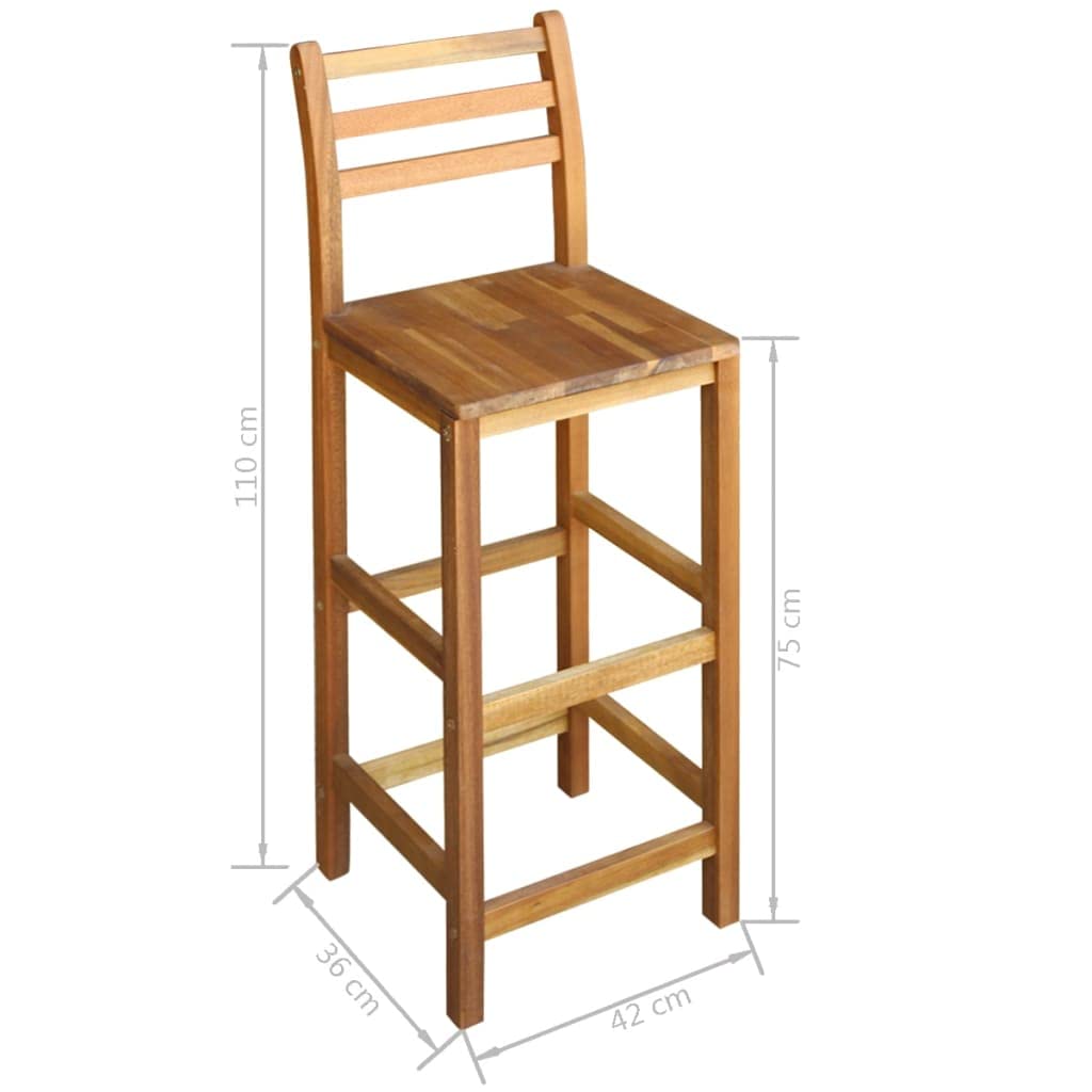 vidaXL Bartisch Barstuhl 7-TLG. Akazienholz Tresentisch Stehtisch Barhocker
