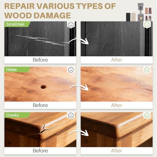 Image of Hardwood Floor Repair Kit - 11 Colors Wood Floor Wax Furniture Touch Up Markers, Linoleum Repair Kit Cover Up Scratches, Cracks, Stains for Wood Door, Floor, Table, Cabinet, Desks