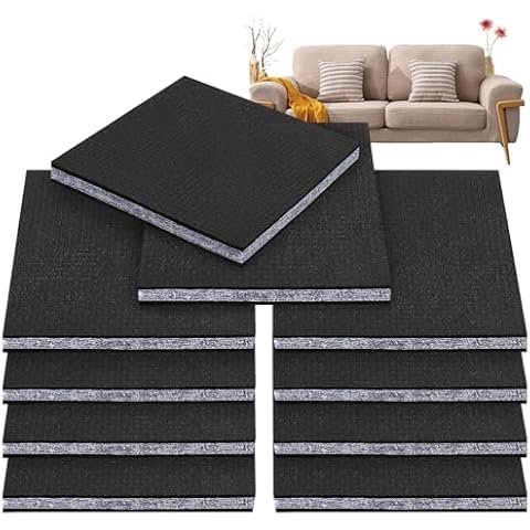PRECIHW 12 Pack Furniture Pads Non-Slip, 3'' Square Furniture Grippers, Self-Adhesive Rubber Furniture Pads, Thick Chair Leg Floor Protectors, Furniture Pads for Fixation in Place Furniture (8mm) Cover