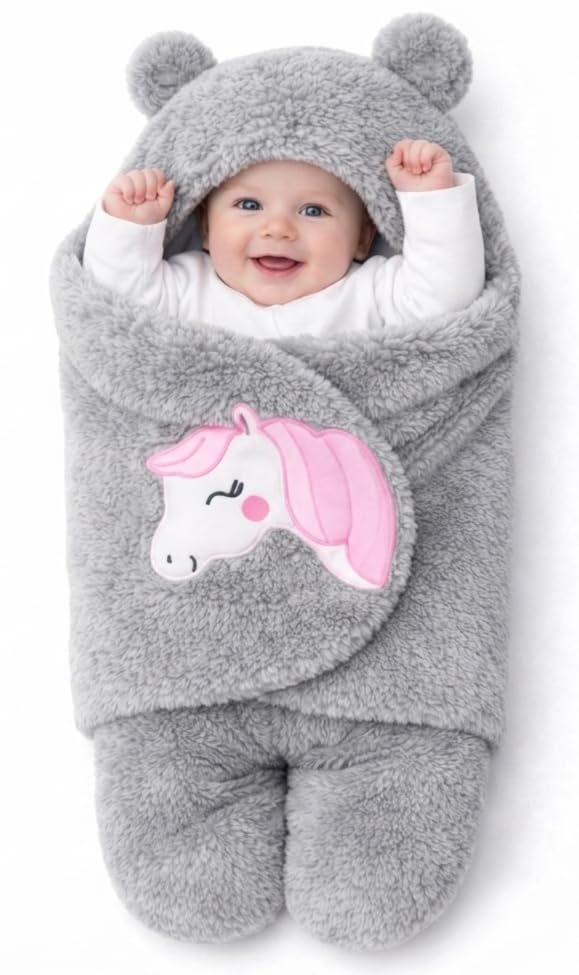 Image of BRANDONN Baby Blanket Newborn Gift Pack of Swaddle Wrapper, 0-9 Months, Length 68 cm x Width 68 cm