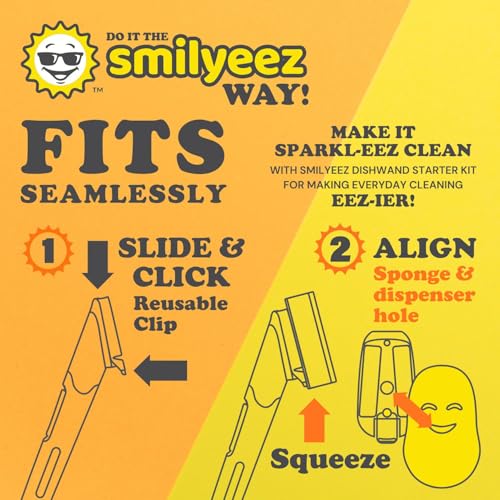 Image of Smilyeez Caddy Combo, Sink Caddy, Smiling Handle, 2 Scrub Moji Sponges, Dishwand with 2 Mini Moji Sponges (Light Blue)