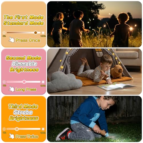 Image of Capibala Kid's Flashlight Rechargeable, LED Kid Flashlight for Boys and Girls, Suitable for Camping and Outdoor Exploration Students, Fun and Lightweight Flashlight, Birthday Gift