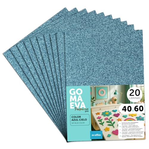 m-office Moosgummi Platten mit Glitzer 40x60cm, Bunte EVA Foam Bastelplatten für Kinder, DIY, Schule, Deko & Kunstprojekte… – Ansicht 1