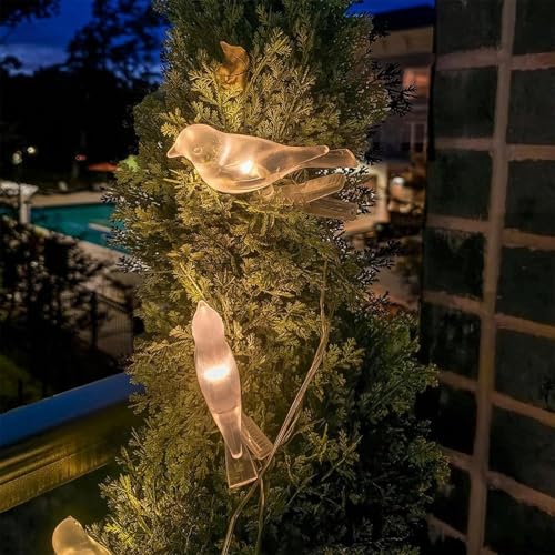 Cadena de luces de pájaros para paisajismo exterior con carga solar LED 5