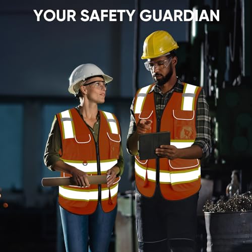 Image of TICONN Reflective Safety Vest High Visibility Class II Mesh Vest for Women & Men Meets ANSI Standards