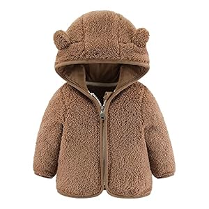 Gajaous Kleinkind Baby Jungen Mädchen Fleece Kapuzenjacke mit Ohren Warme Kinder Cartoon Bär Reißverschluss Outwear 0-24 Monate