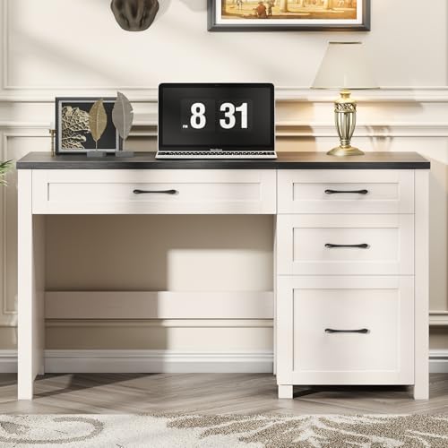 Image of Vabches Farmhouse 47 inch Executive Desk, Computer Desk with File Drawer, Black